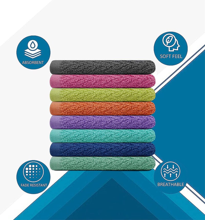 ZUPERIA Zigzag Wash Cloth -16 Pack -12"" x 12""- Highly Absorbent Soft Washcloths for Face, Gym Towels, Hotel Spa Quality, Reusable Multipurpose Towels (Assorted) - Image 3